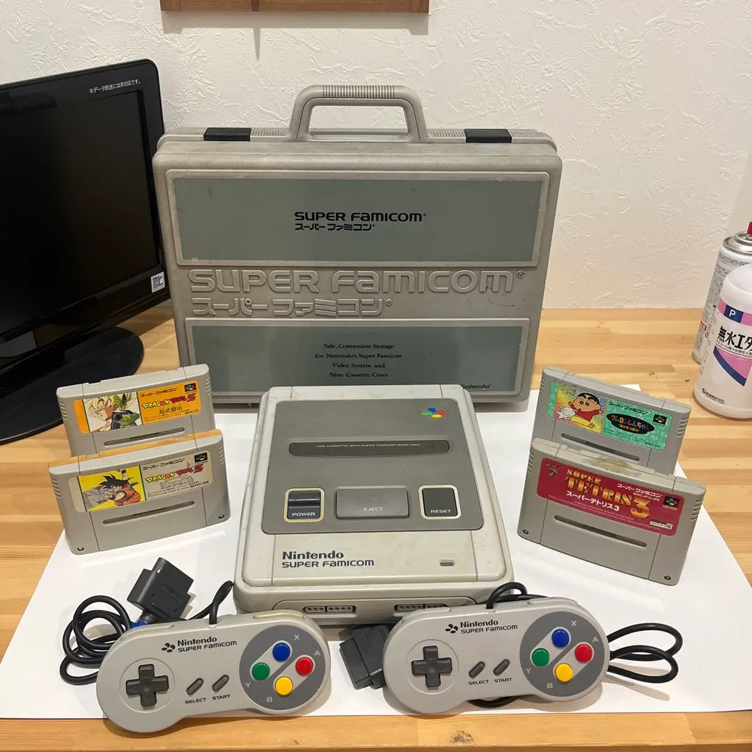 Nintendo スーパーファミコン 本体 ソフト4本、ボックス付き、整備済み