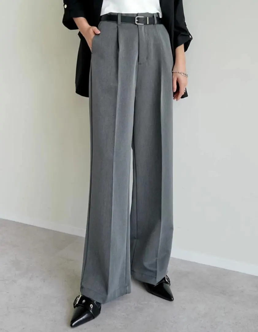 リエディ ワイドパンツ チャコールグレー