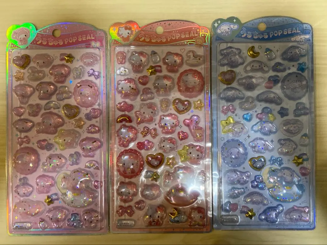 正規品　うるちゅるポップシール　シナモロール　マイメロ　キティ　3枚セット