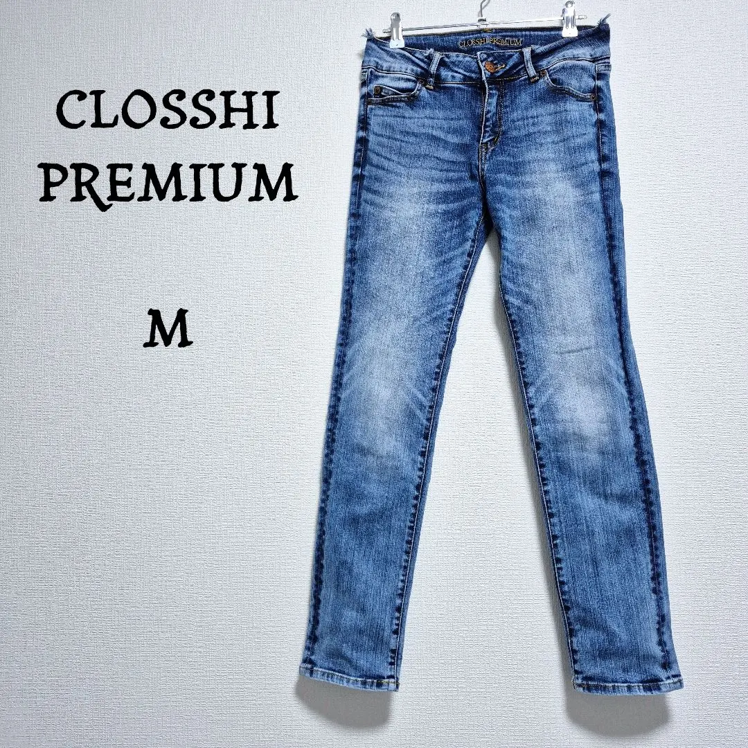 【しまむら】クロッシープレミアム　ストレッチ　スキニーデニム ライトブルー　M