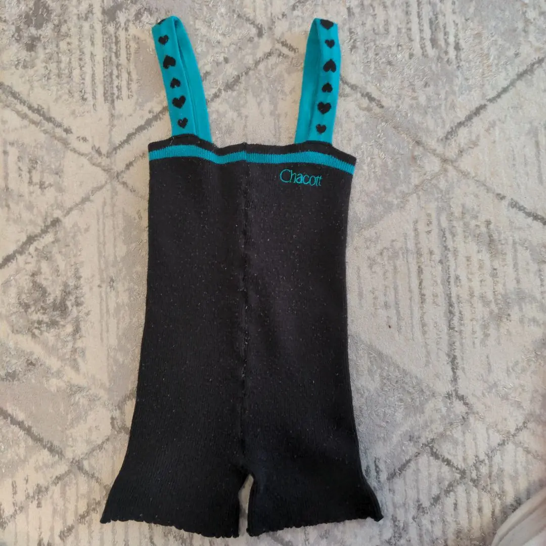 Chacott 新体操用タイツ ブラック×ターコイズ　125〜145cm