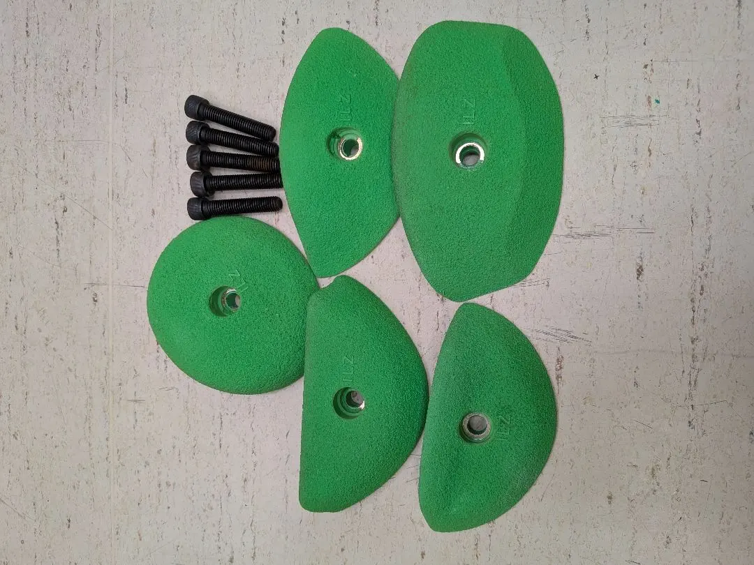 クライミングホールド5個セット 緑色 取り付けボルト付き