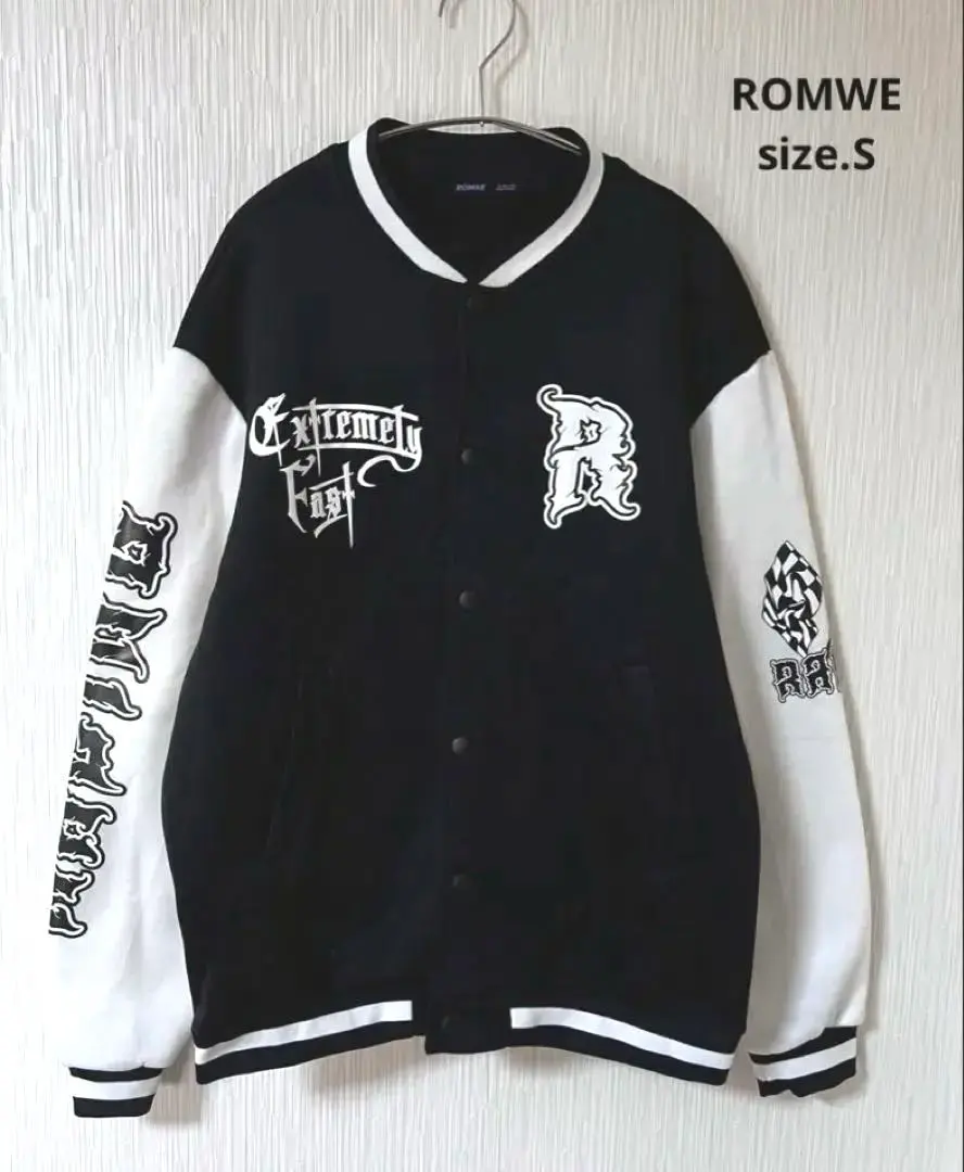 【美品】 ROMWE デザイン スタジャン ポリエステル　黒/白　サイズ.S