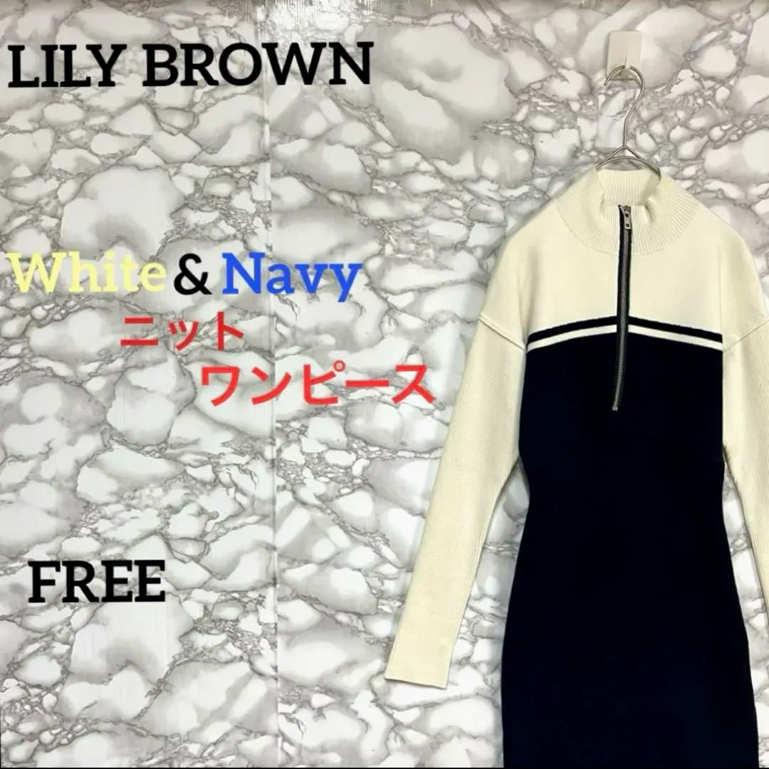 一点物 完売品 人気カラー　LILY BROWN　ジップアップニットワンピース