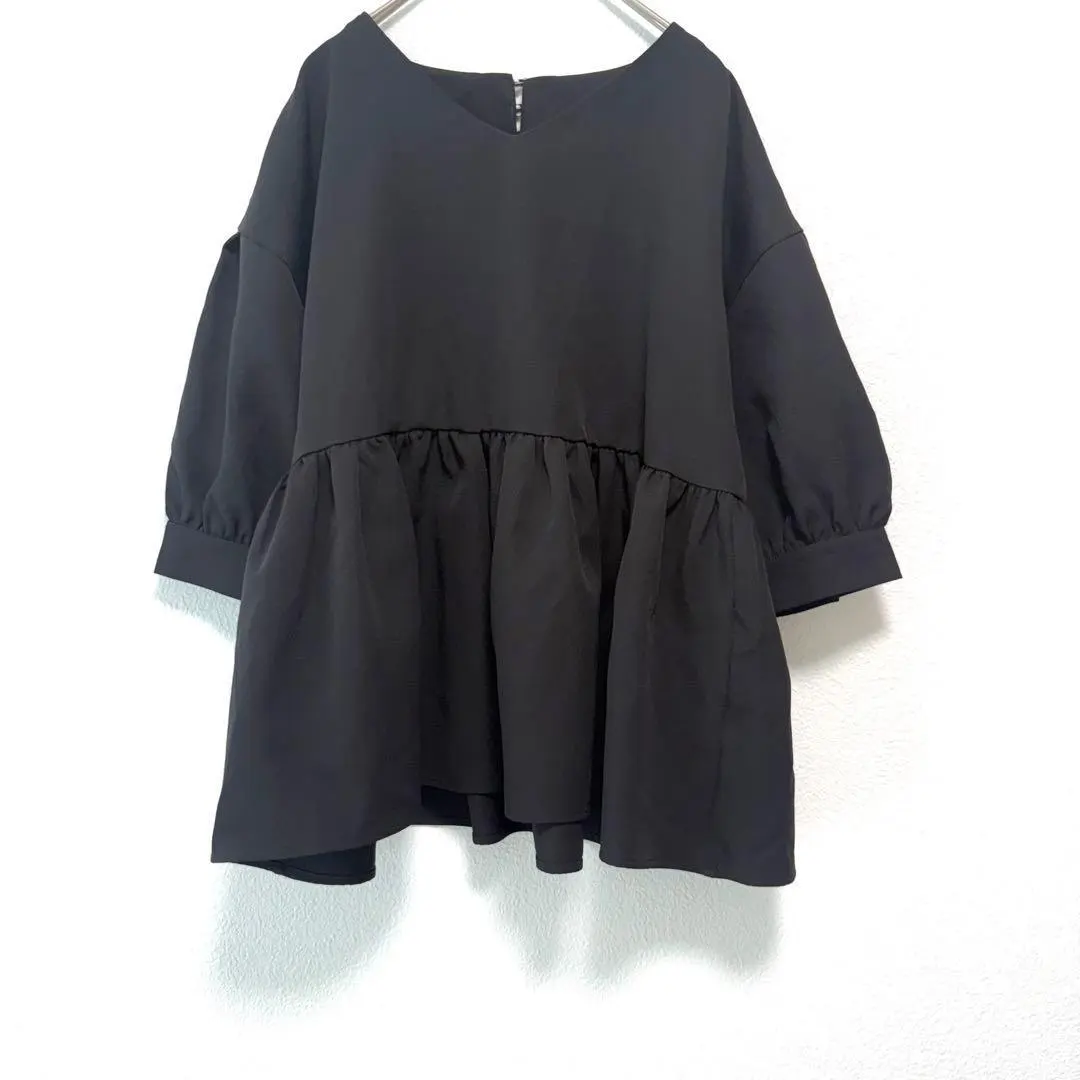 coca チュニックVネック パールバルーンスリーブ 大きいサイズ