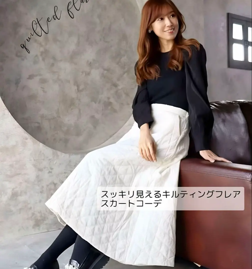 シュシュマシェリ＊キルティングスカート／ホワイト／ほぼ未使用・後ろゴム