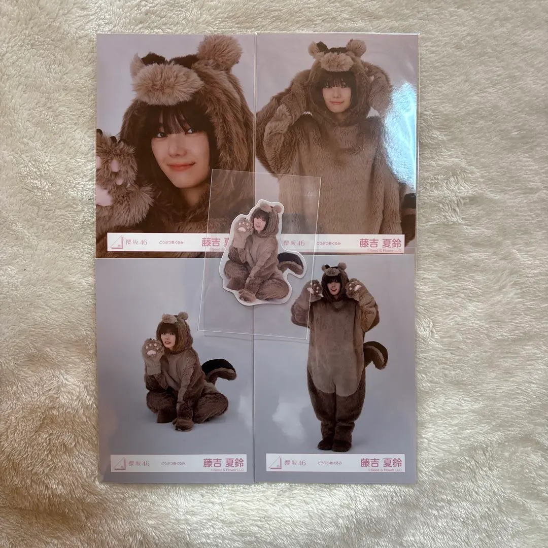 櫻坂46 藤吉夏鈴 生写真 どうぶつ着ぐるみ ステッカー