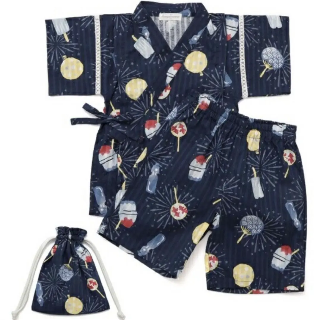 美品　F.O.KIDS 甚平　甚兵衛 100 男の子　花火　かき氷