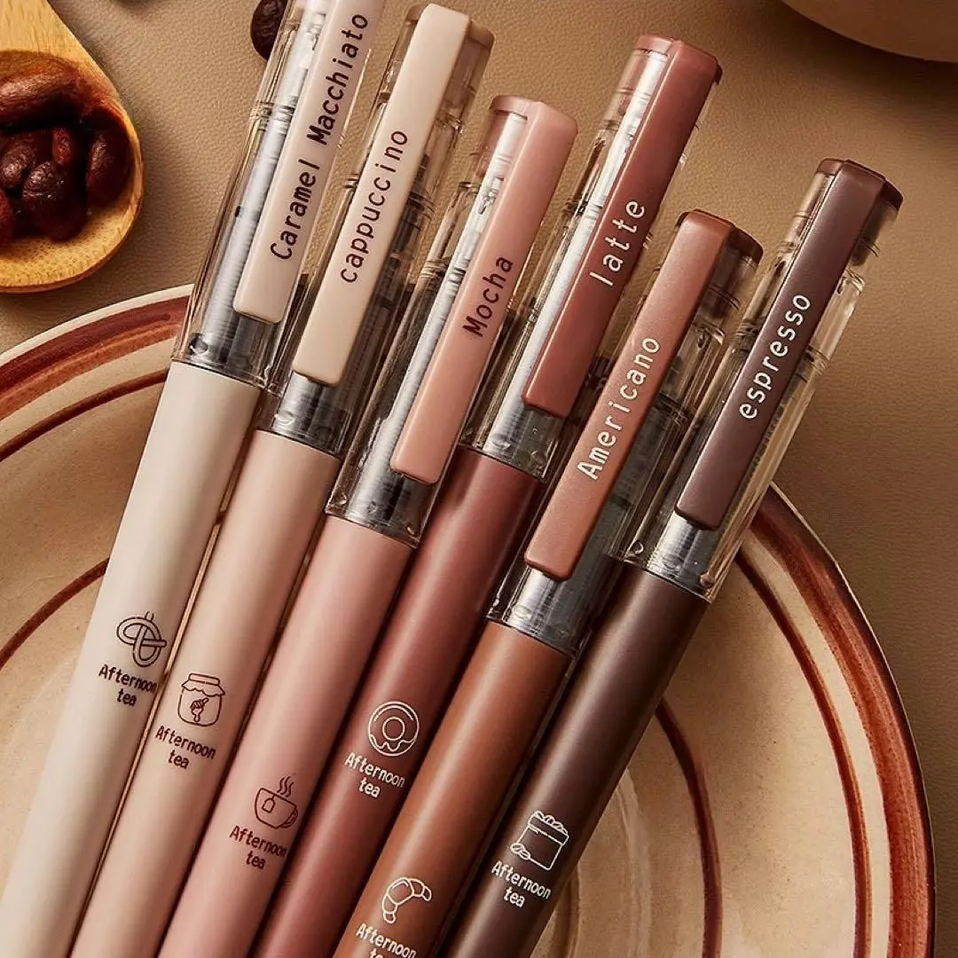液体速乾インクジェルペン コーヒーテーマのデザイン 6本セット ボールペン