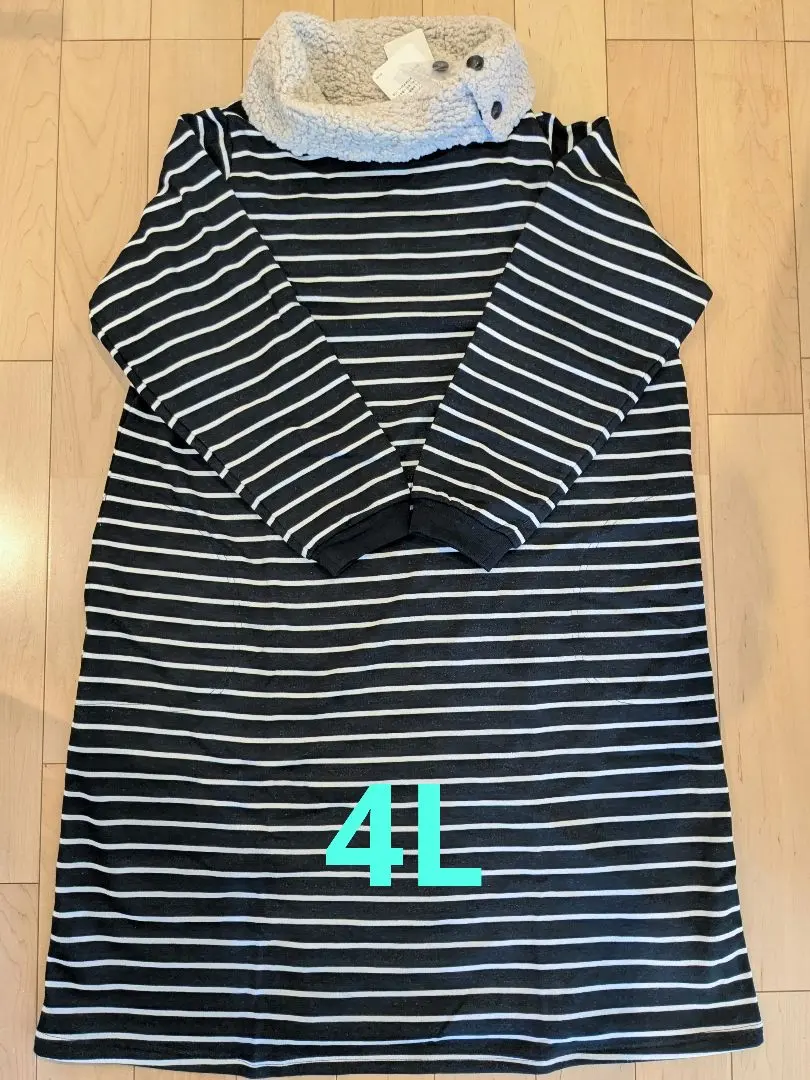 ★新品★4L★黒✕ボーダー★チュニック★大きいサイズ★ワンピース★