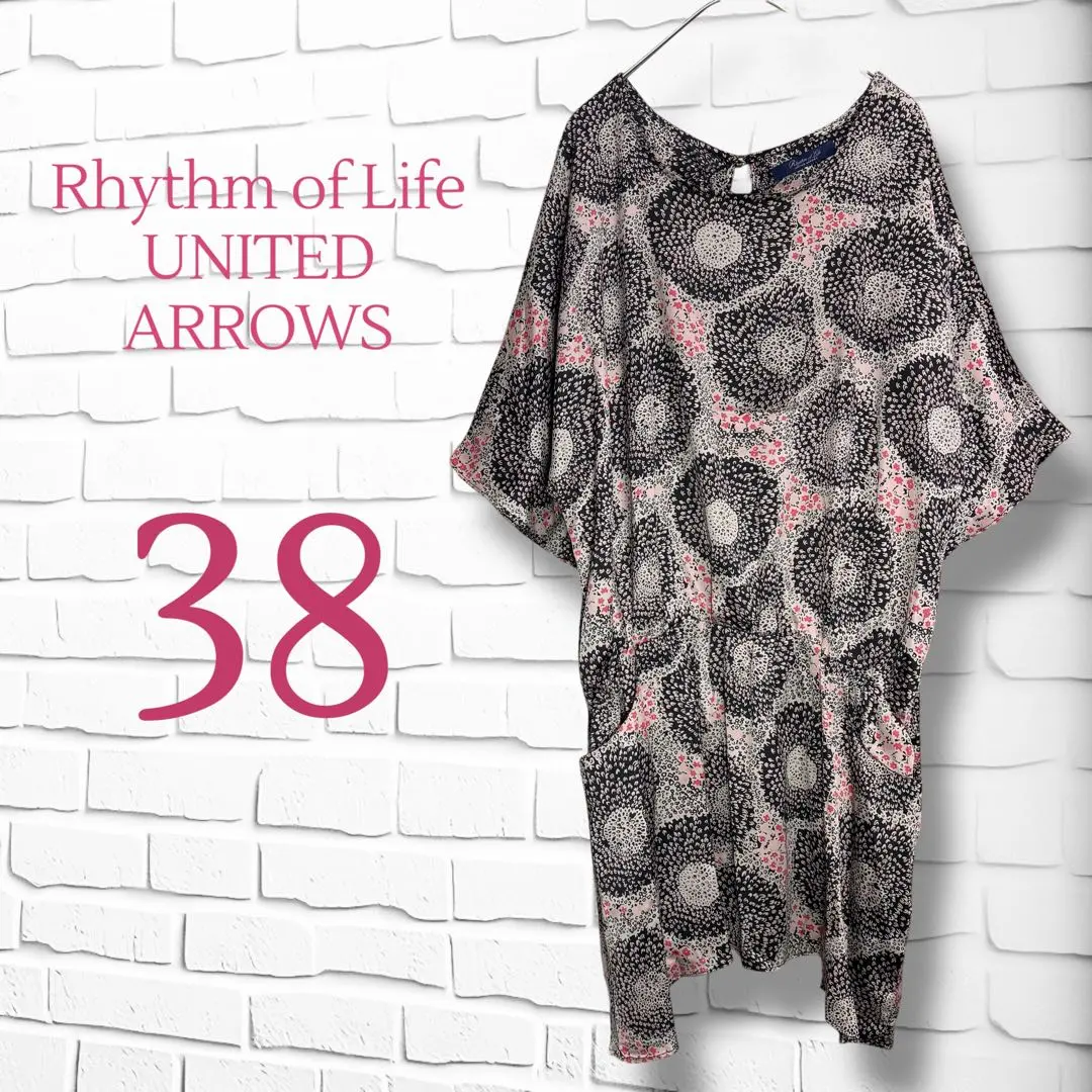 545/ユナイテッドアローズリズムオブライフ/サークルフラワープリントゆるワンピ