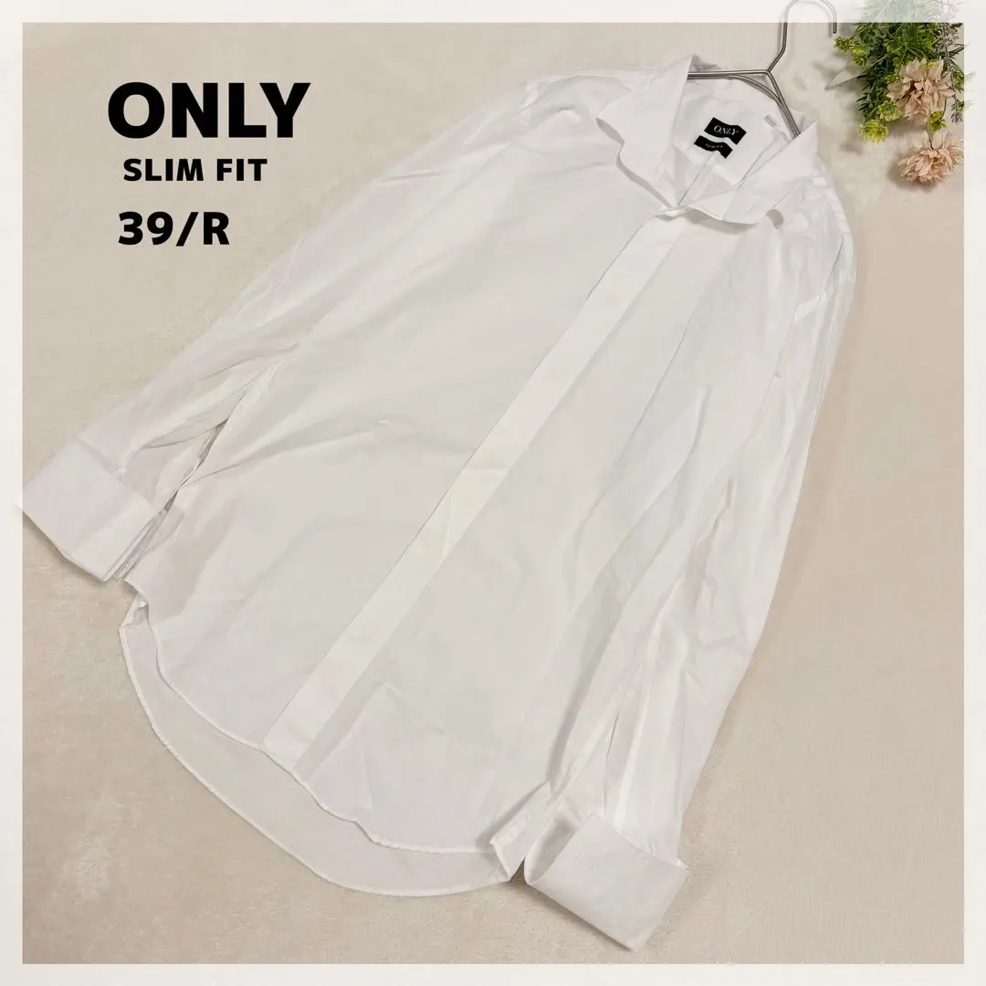 【オンリー】スリムフィット コットン100% 長袖シャツ M相当 ホワイト