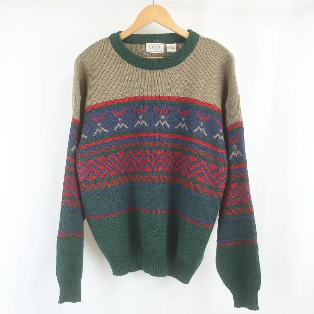 90s Sears ネイティブ 総柄 ワイド シルエット ニット セーター