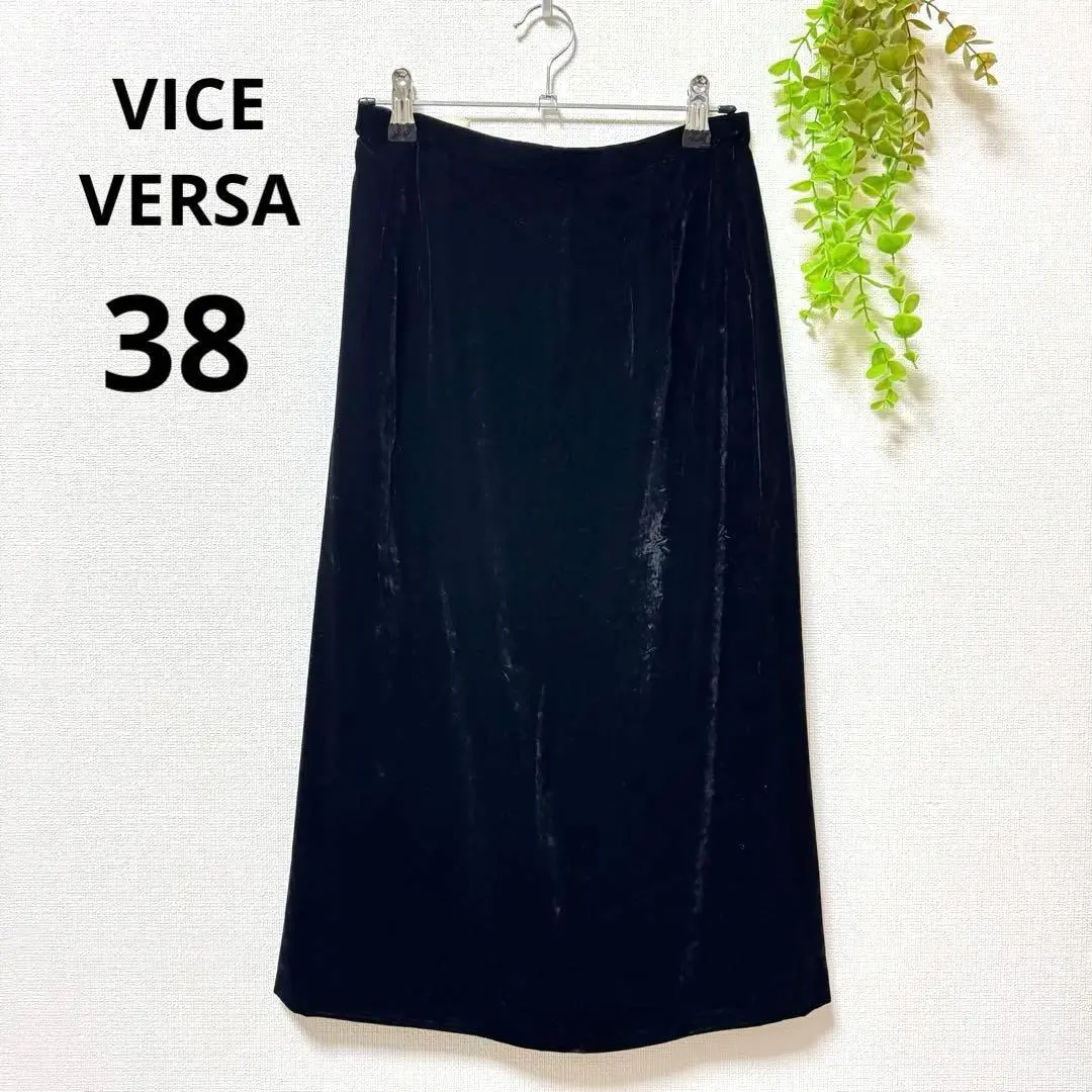 VICE VERSA バイスバーサ◆ ベルベットロングタイトスカート(38) 黒