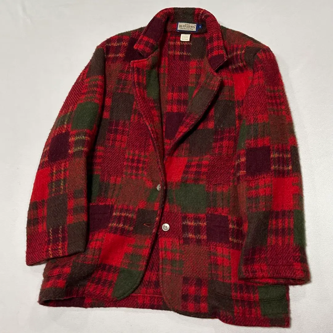 90s ブランケット ウール タータンチェック 2釦 テーラードジャケット