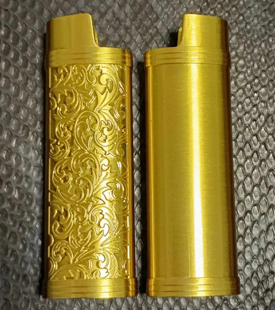 ライター付 ライター ケース カバー 彫刻 金属 ゴールド ヴィンテージ レトロ
