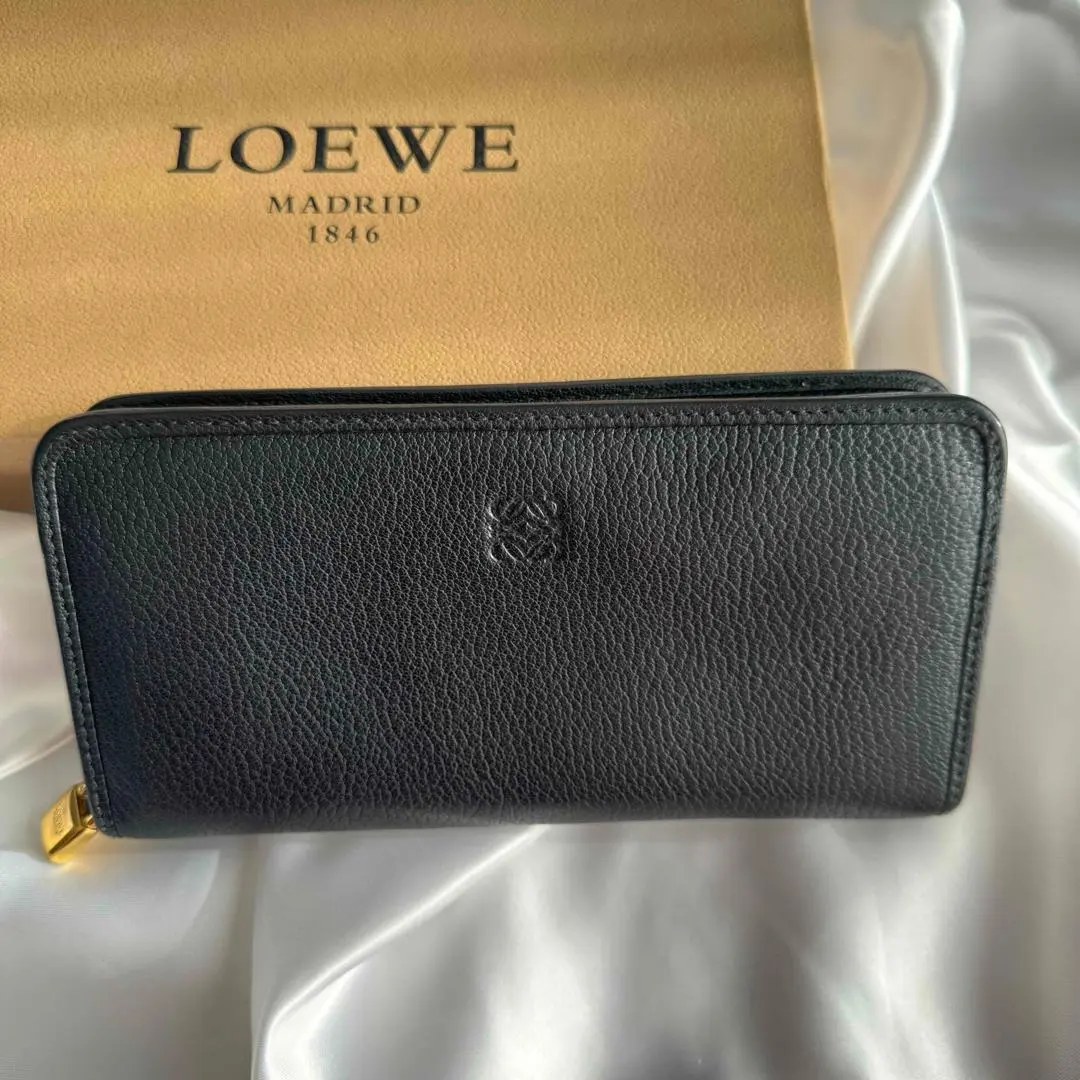 【極美品】LOEWE ロエベ アナグラム 長財布 ラウンドファスナー ブラック黒