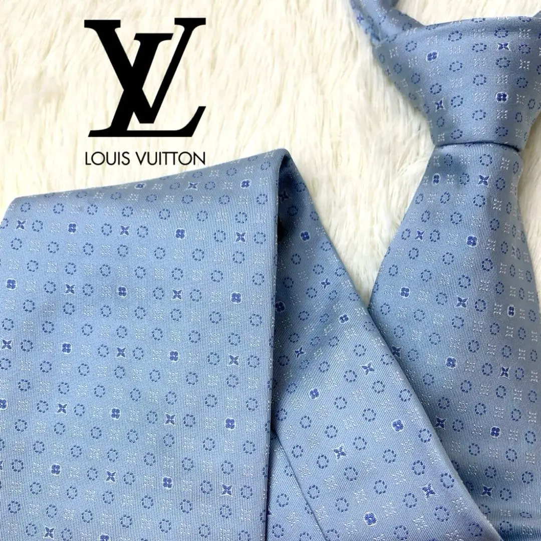 LOUIS VUITTON ネクタイ　モノグラム　ライト ブルー ルイヴィトン