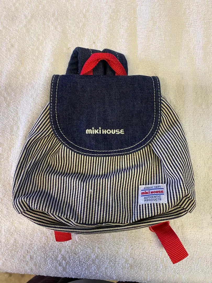 Miki House 小型リュック ネイビー ストライプ中古品ベビー赤ちゃん
