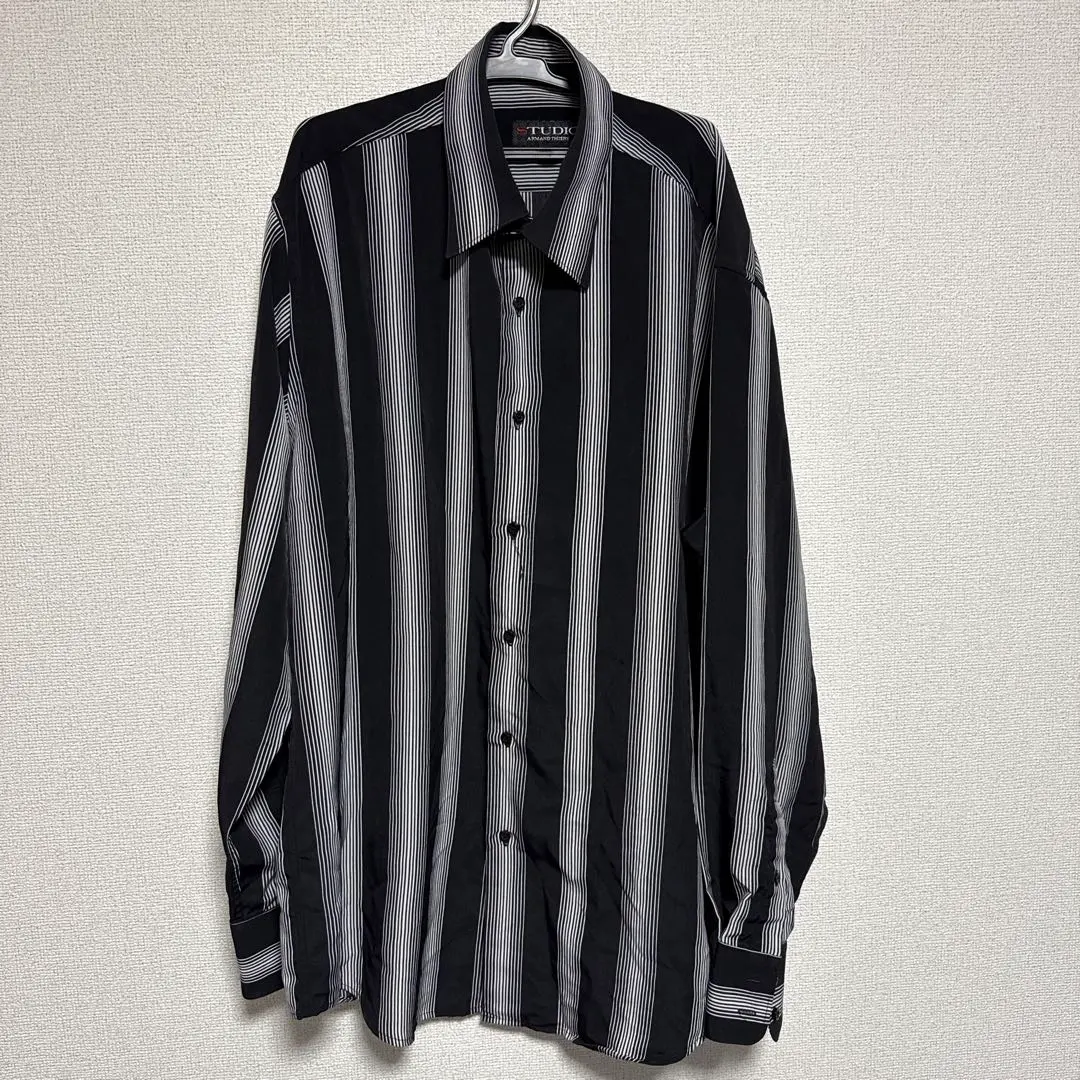 ストライプ柄 長袖シャツ　古着