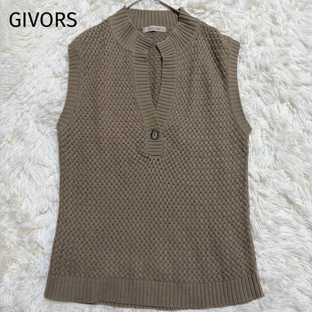 ＊GIVORS＊ジボール【LL】ベスト　ベージュ　大きいサイズ　ニットレディース