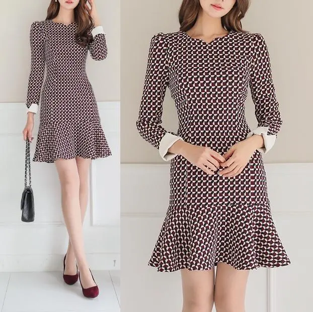 韓国 フレアワンピース S 長袖 結婚式 パーティー お呼ばれ