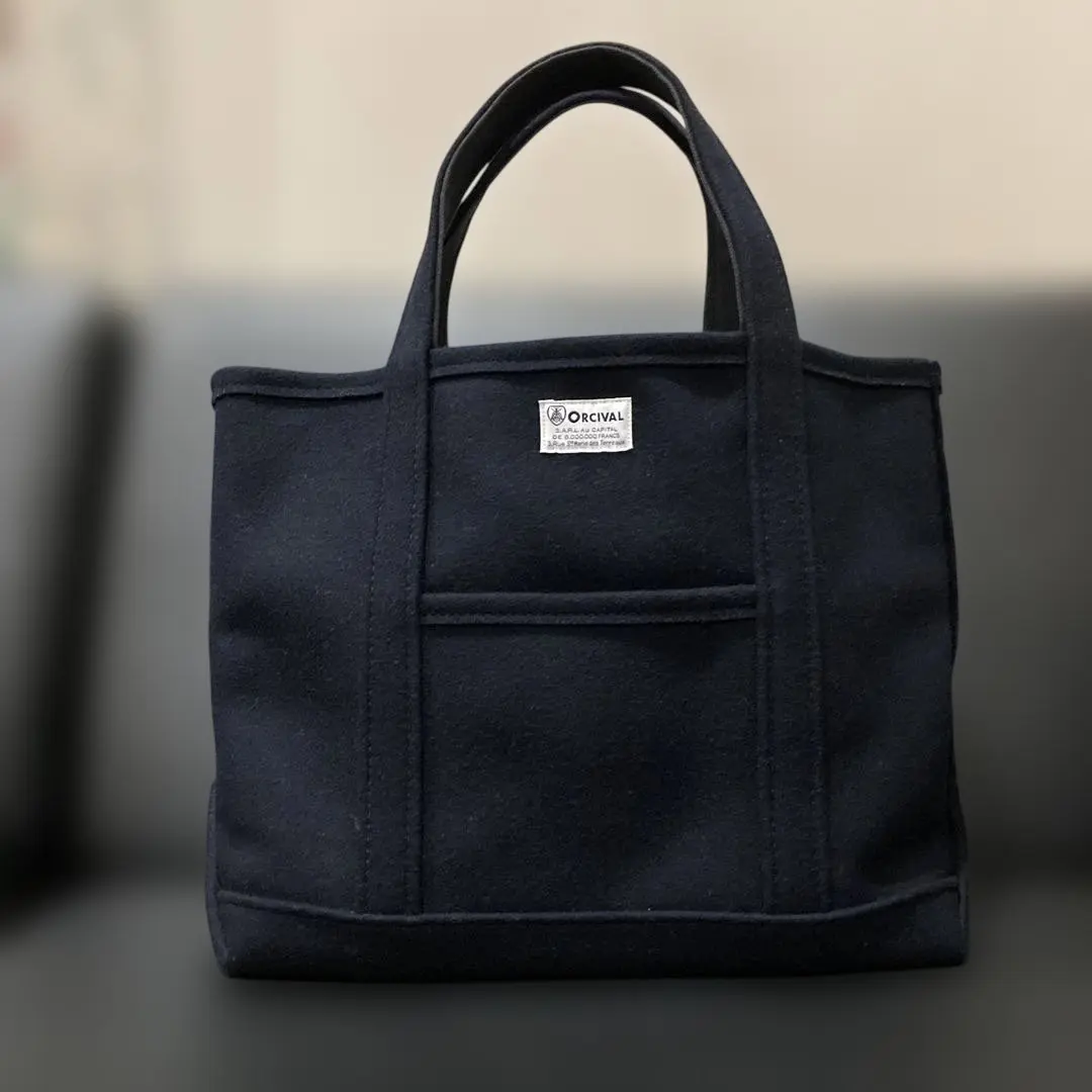 美品　ORCIVAL オーシバル メルトン トートバッグ　ネイビー
