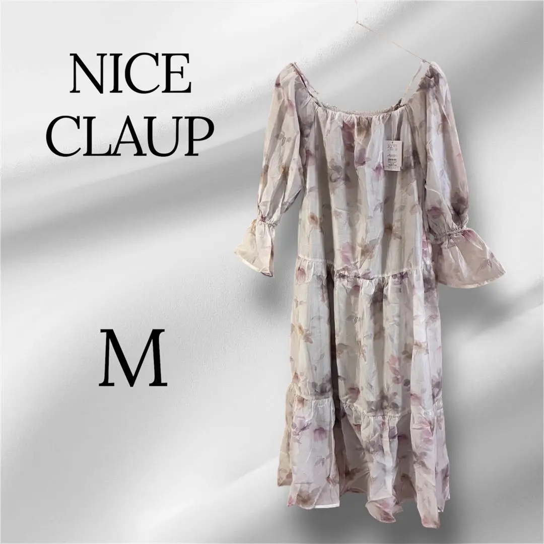 新品タグ付き✨NICE CLAUP ナイスクラップ　【M】ピンクフリルワンピース
