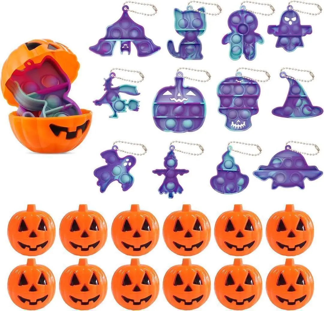 かぼちゃ おもちゃ プッシュポップ バブル ハロウィン キーホルダー 12個