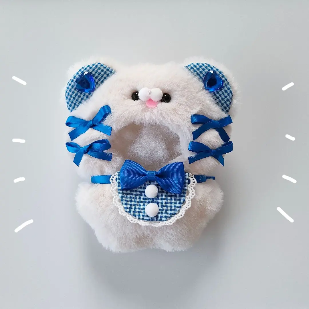 ちびぐるみ ぬい服 11cm くま オフホワイト×ブルー きぐるみ