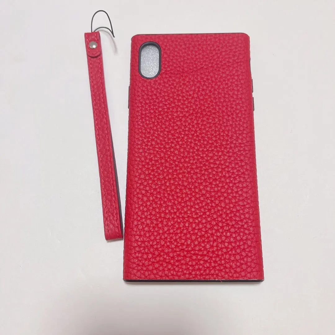 iPhoneXS MAX 6.5インチ ケース 赤 ストラップ