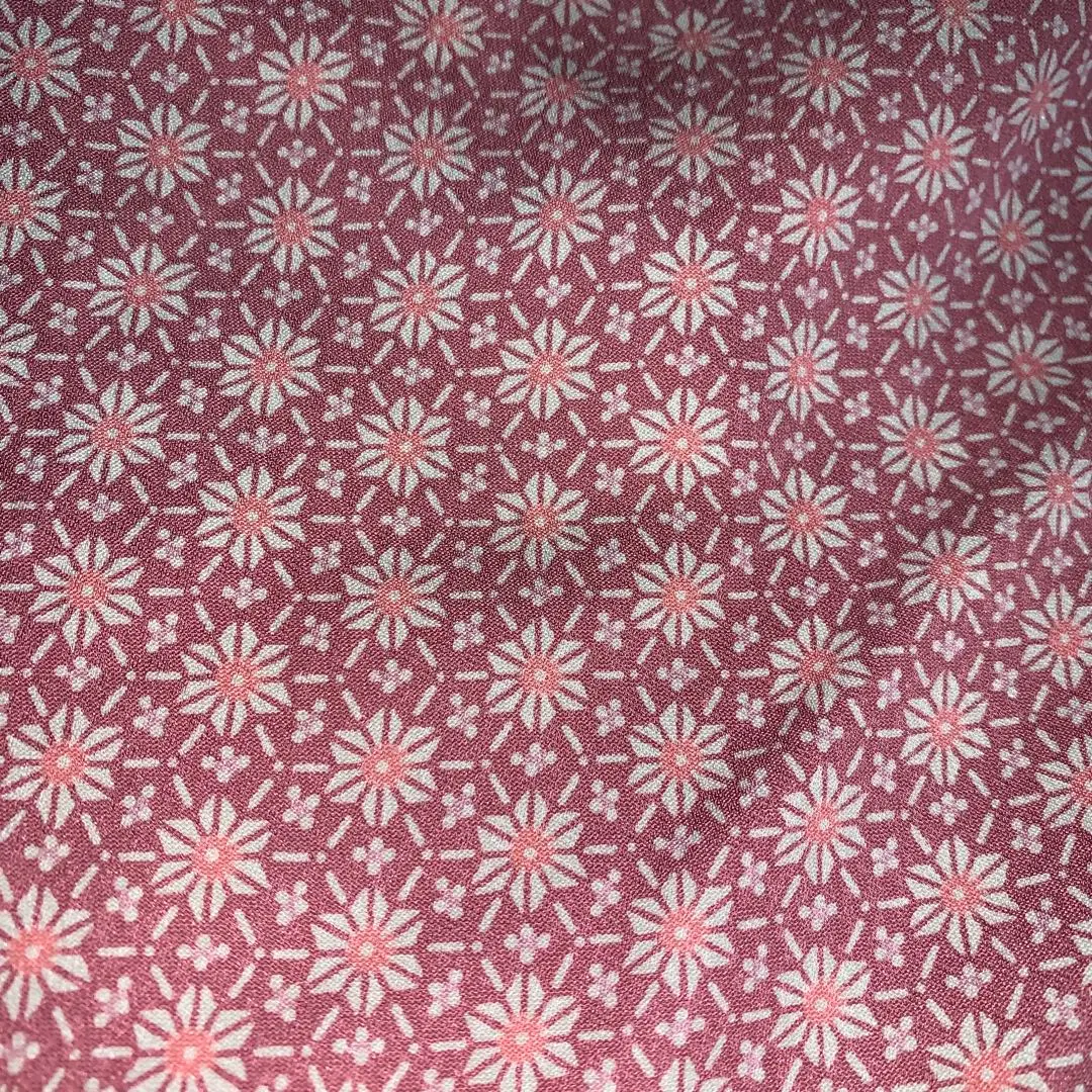 正絹 約35×105 桃ピンク系にオフ白の小花　花尽くし　くすみピンク