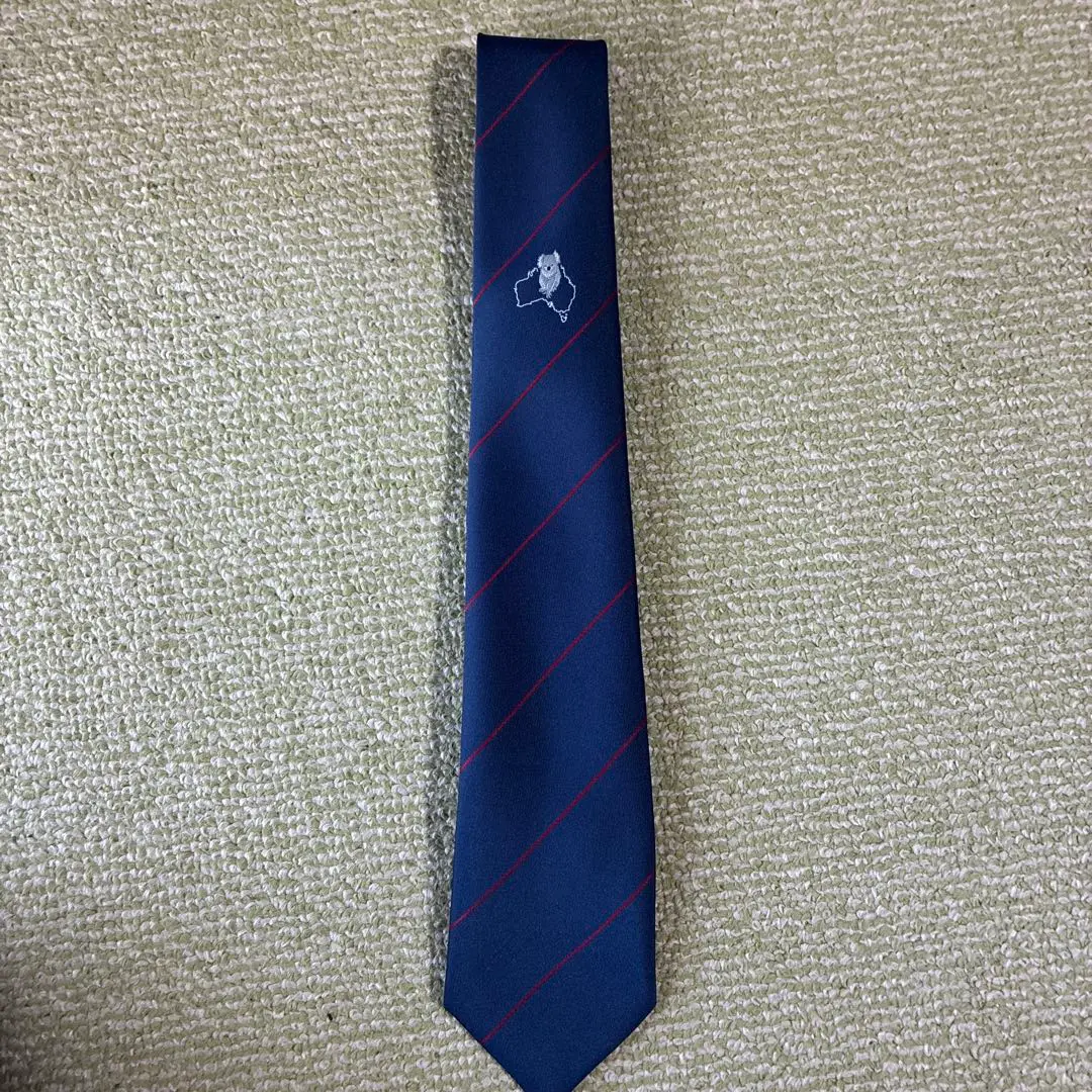 ネイビー ストライプ ネクタイ 動物刺繍