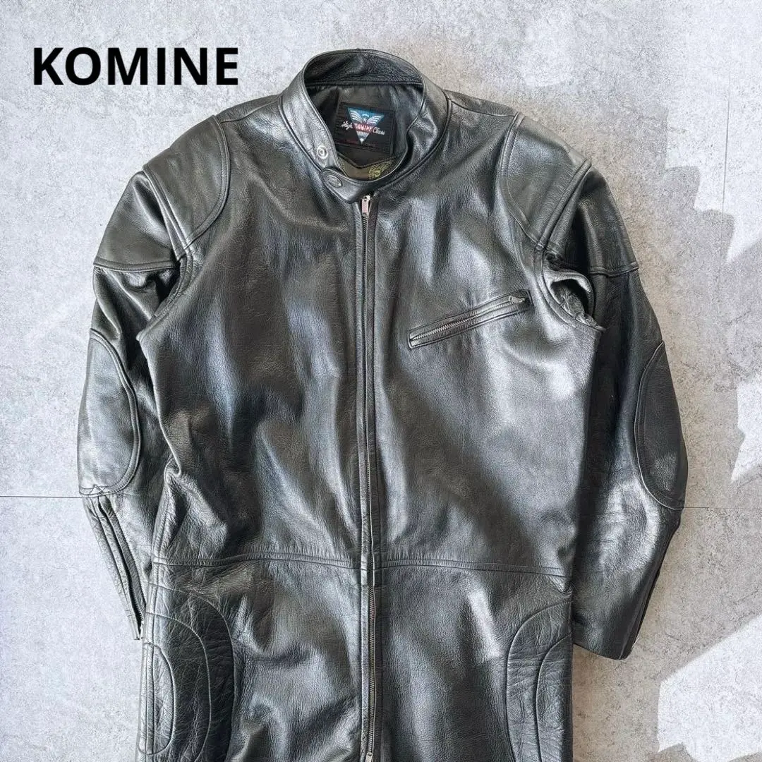 KOMINE コミネ 当時物 オールレザーつなぎ 黒 牛革 170cm前後