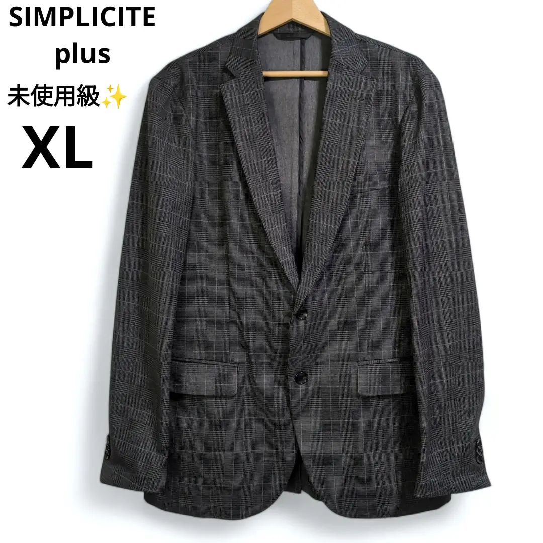 【ほぼ新品】シンプリシテプリュス　サマージャケット　XL　グレンチェック　洗える