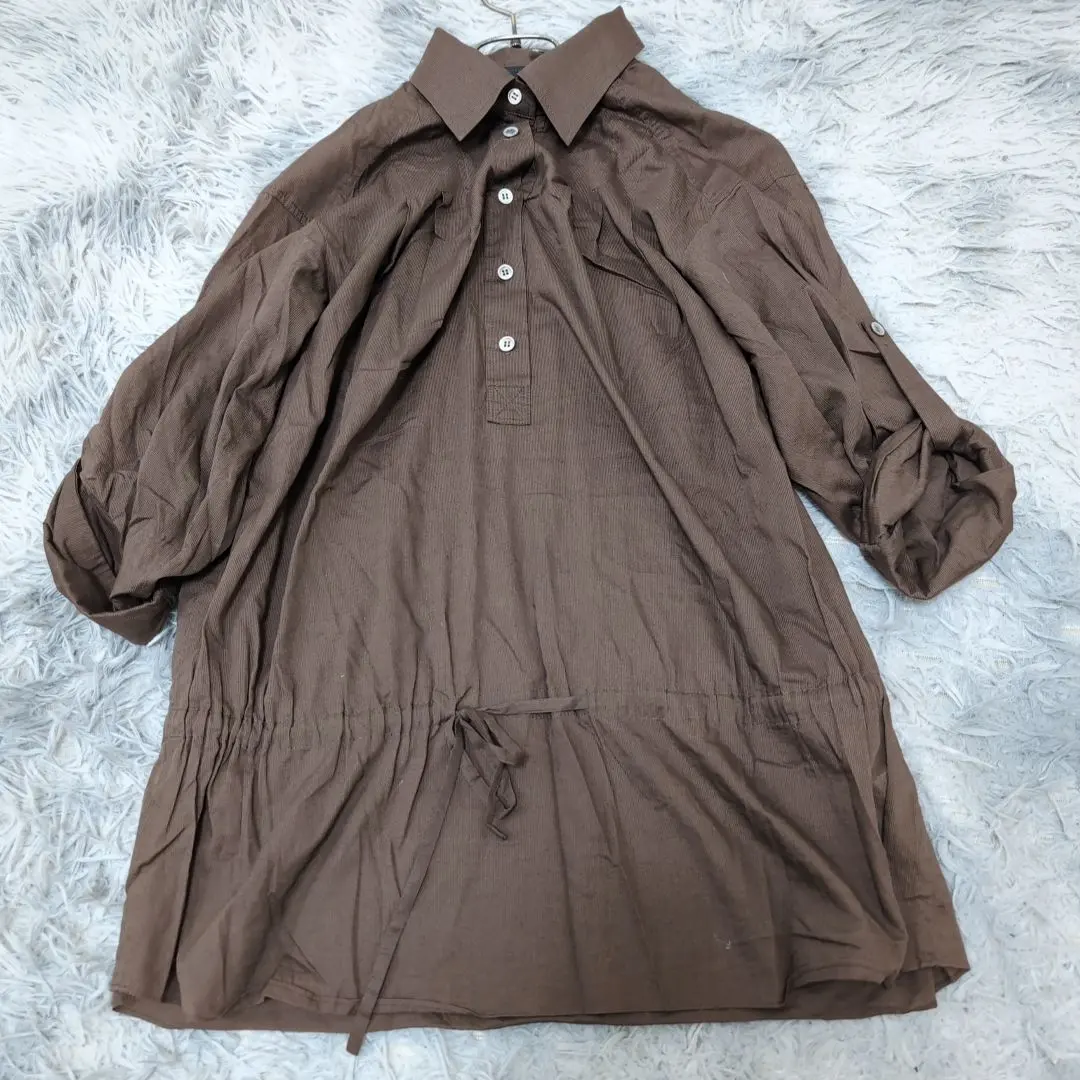 【日本製】アンタイトル コーデュロイ シャツ チュニック 茶 2 M 秋冬