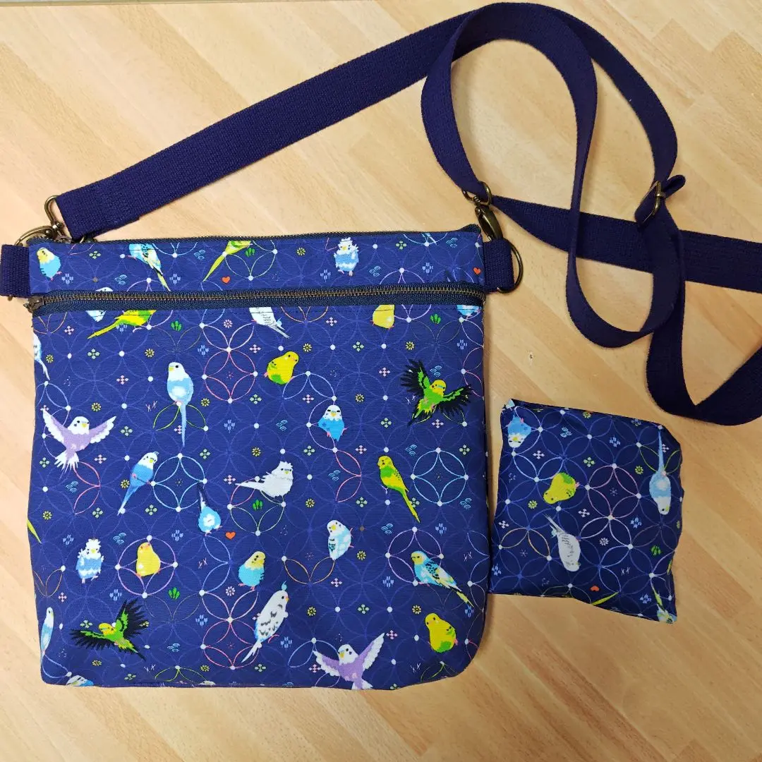 セキセイインコ　サコッシュ&エコバッグ　ハンドメイド