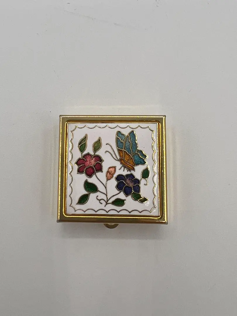 バネ仕掛け 超小型灰皿 花 蝶 ヴィンテージ