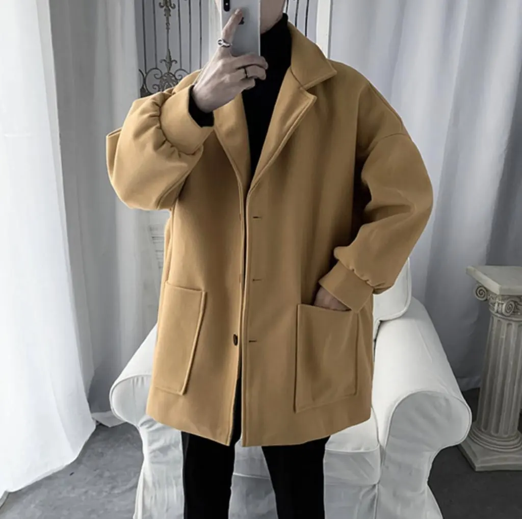 n360【複数購入可】 チェスターコート フロントボタン メンズ Lサイズ