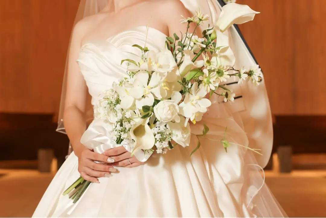 ウェディングブーケ＋ブートニア　ホワイト系