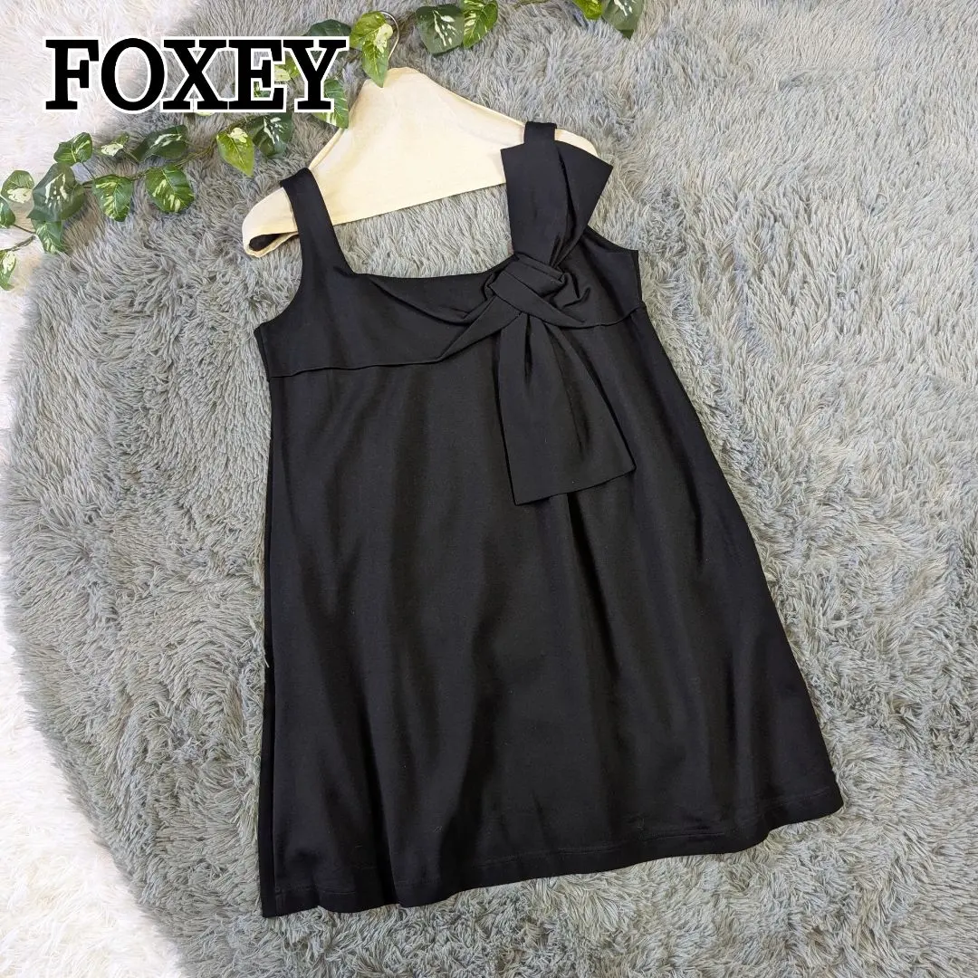 NATURAL by FOXEY フォクシー リボン ワンピース 黒 日本製