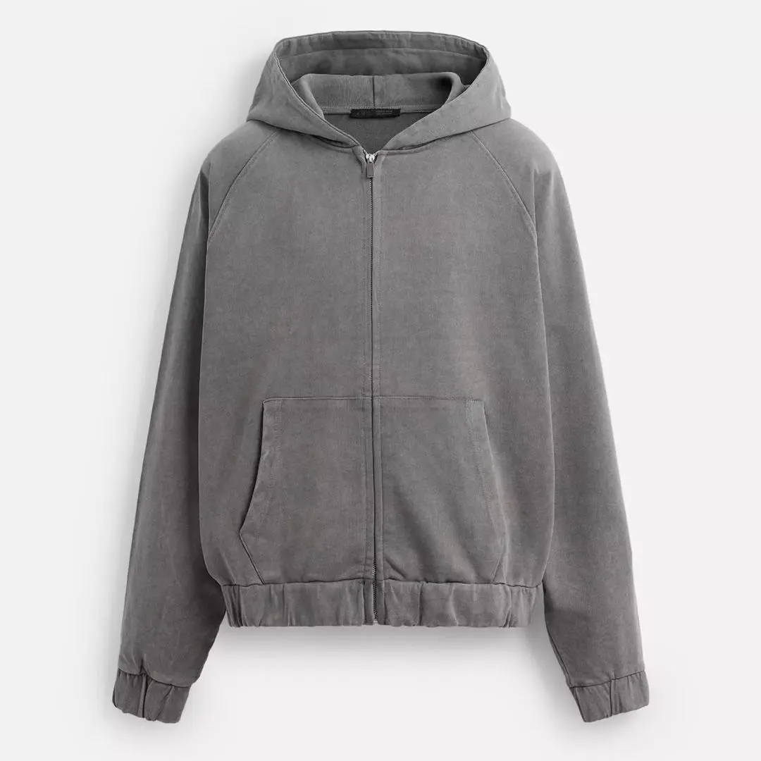 【Mサイズ】ZARA ウォッシュ加工ジップアップフーディ