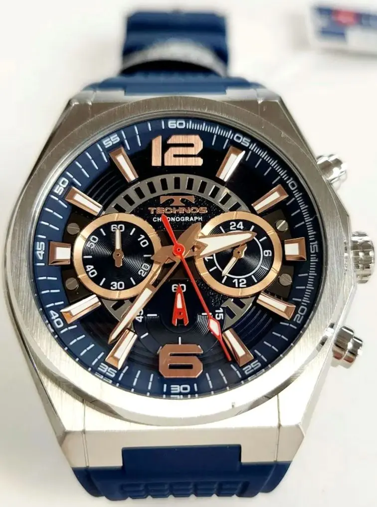 【新品】テクノス クロノグラフ クォーツ腕時計 ネイビー　T8B84SN