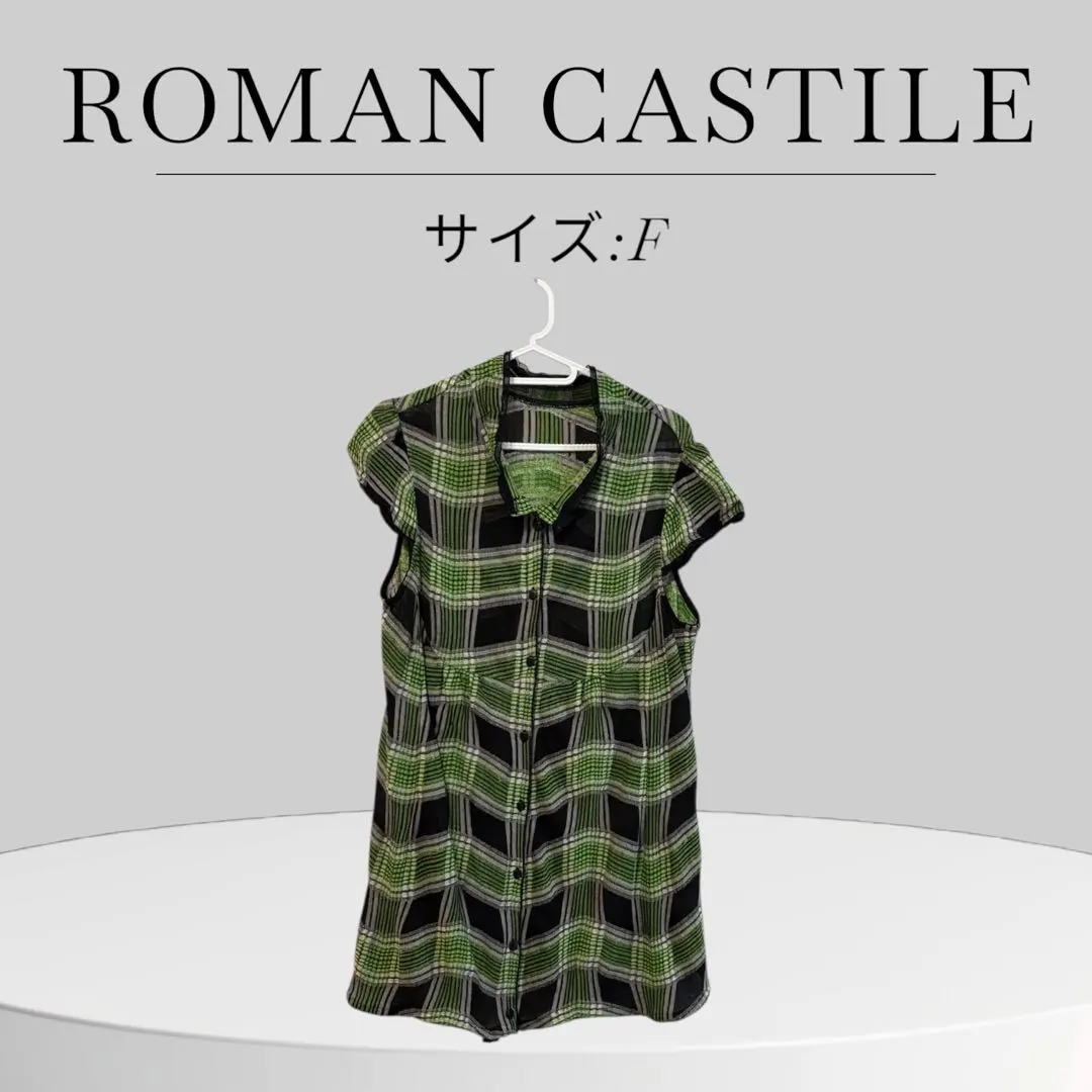 美品 チェックノースリーブ チュニック コットン 綿 シャツ ワンピ ミニ