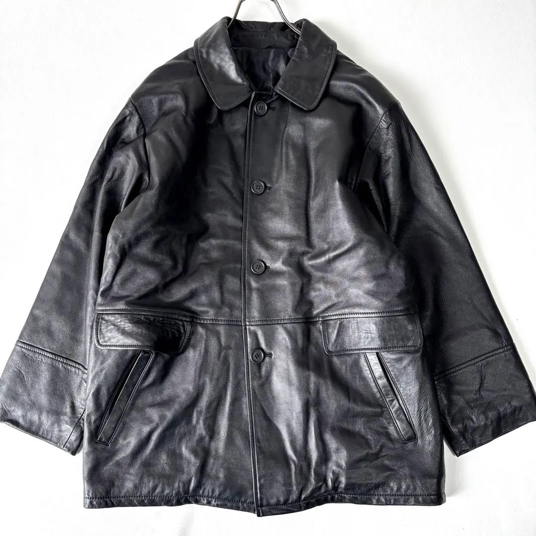 【vintage/Y2K】レザー カーコート M 羊革 キルティング ブラック