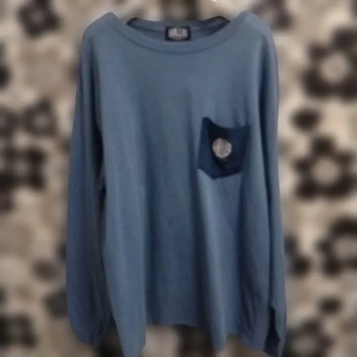 VALLIS by FACTOTUM 青 長袖シャツ着丈62身幅59