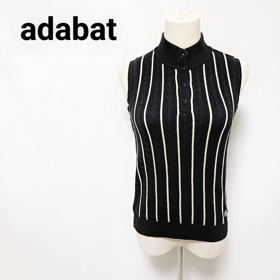 アダバット ゴルフウェアにも◎ スタイリッシュな縦縞模様 ニットベスト