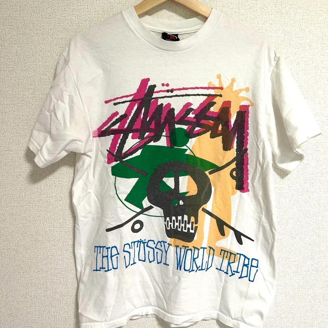 【美品】old Stussy ロゴサーフマンシャドーマンTシャツ Mメキシコ製