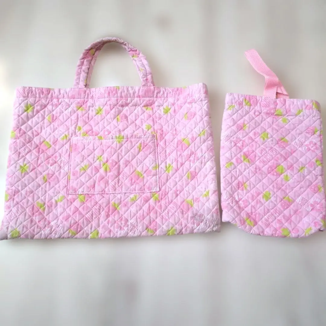 保育園 幼稚園 手提げ袋セット いちご柄 ピンク