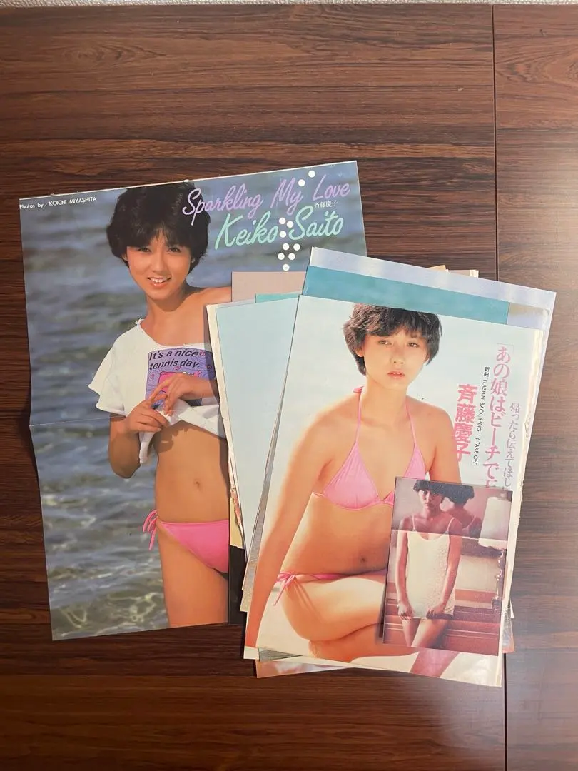 斉藤慶子 切り抜き ピンナップ セット 昭和 アイドル 水着ビキニ